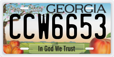GA license plate CCW6653