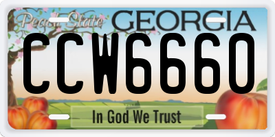 GA license plate CCW6660