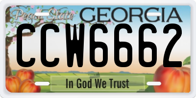 GA license plate CCW6662