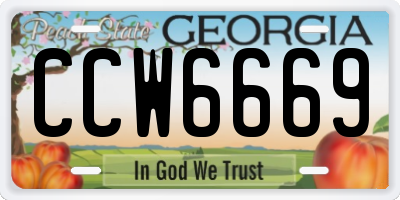 GA license plate CCW6669