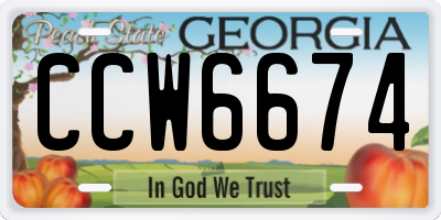 GA license plate CCW6674