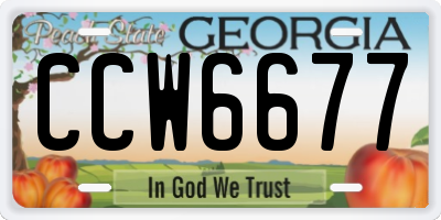 GA license plate CCW6677