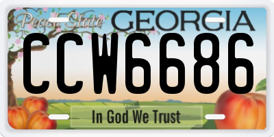 GA license plate CCW6686