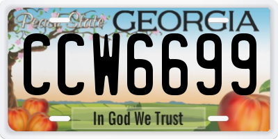 GA license plate CCW6699