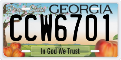GA license plate CCW6701