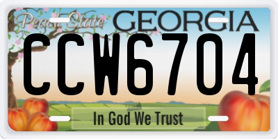 GA license plate CCW6704