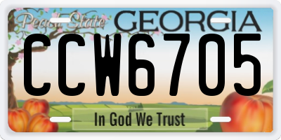 GA license plate CCW6705