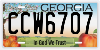 GA license plate CCW6707