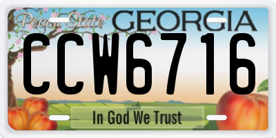 GA license plate CCW6716