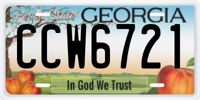 GA license plate CCW6721