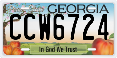 GA license plate CCW6724