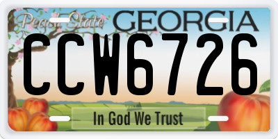 GA license plate CCW6726