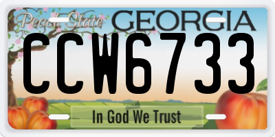 GA license plate CCW6733