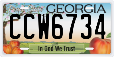 GA license plate CCW6734