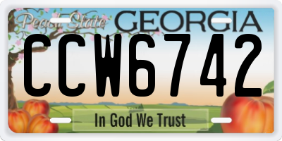 GA license plate CCW6742