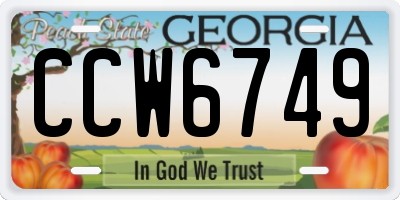 GA license plate CCW6749