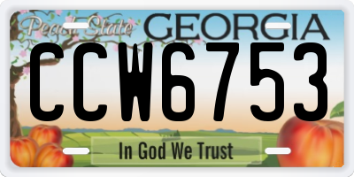 GA license plate CCW6753