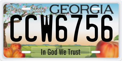 GA license plate CCW6756