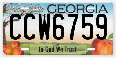 GA license plate CCW6759