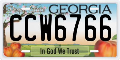GA license plate CCW6766