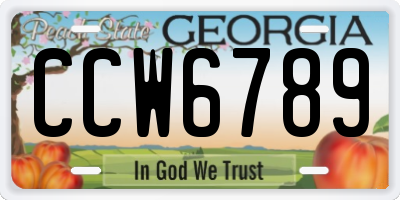 GA license plate CCW6789