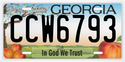 GA license plate CCW6793