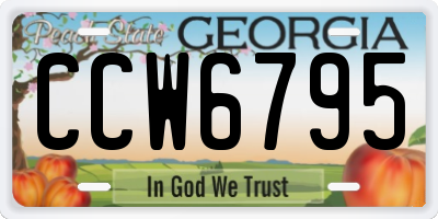 GA license plate CCW6795
