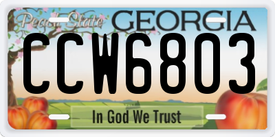 GA license plate CCW6803