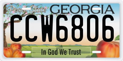GA license plate CCW6806