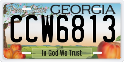 GA license plate CCW6813