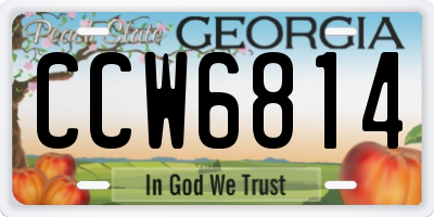 GA license plate CCW6814