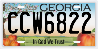 GA license plate CCW6822