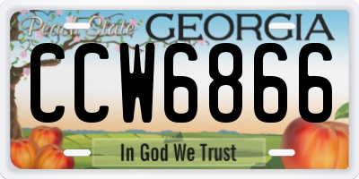 GA license plate CCW6866