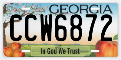 GA license plate CCW6872