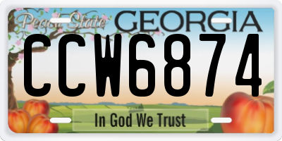 GA license plate CCW6874