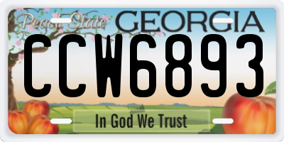 GA license plate CCW6893