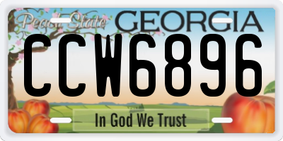 GA license plate CCW6896