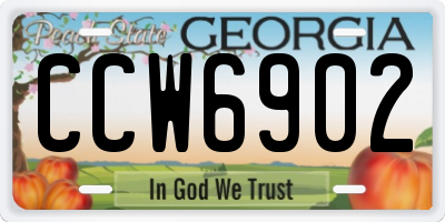 GA license plate CCW6902