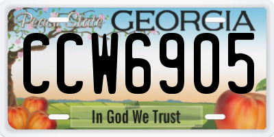 GA license plate CCW6905
