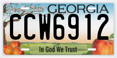 GA license plate CCW6912