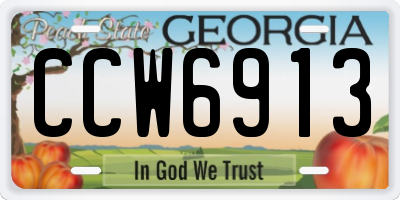 GA license plate CCW6913