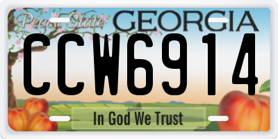 GA license plate CCW6914
