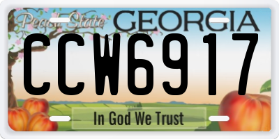 GA license plate CCW6917
