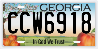 GA license plate CCW6918