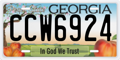 GA license plate CCW6924