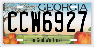 GA license plate CCW6927