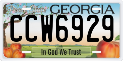 GA license plate CCW6929