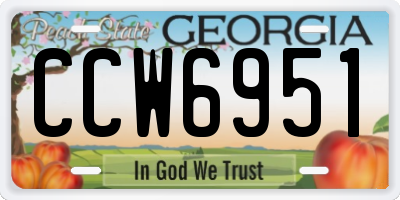 GA license plate CCW6951