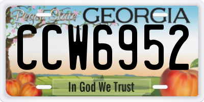 GA license plate CCW6952