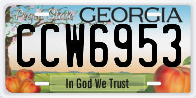GA license plate CCW6953